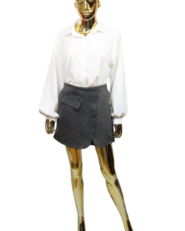 Spódnico-spodenki zdobione cyrkoniami 3 szare