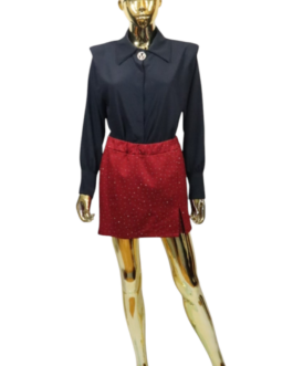 Spódnico-spodenki zdobione cyrkoniami 5 bordowe