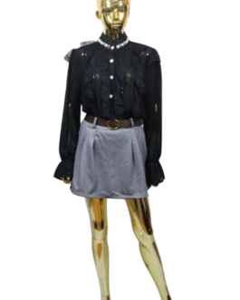 Spódnico-spodenki zdobione cyrkoniami 8 szare