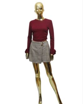 Bluzka z ozdobnym rękawem kwiat burgund