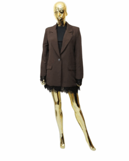 Marynarka BLING z koronką czekoladowo-czarna