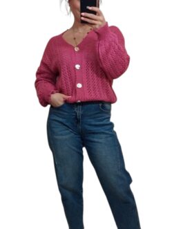 Sweterek ażurowy malina