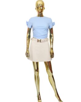 Bluzka z krótkim rękawem kokardka błękit