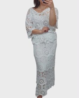 Komplet ażurowy BOHO śmietanka