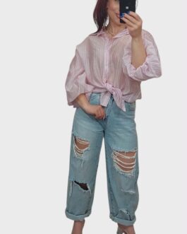 Koszula mgiełka w pasy róż