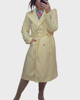 Płaszcz dwurzędowy  paskiem cytryna