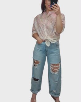 Bawełniana koszula flowers róż