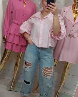 Bawełniana koszula bufka puder