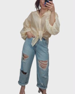 Koszula mgiełka w pasy cytryna