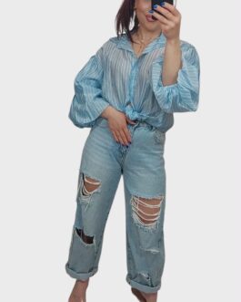 Koszula mgiełka w pasy błękit