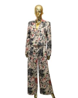 Komplet w kwiaty granat