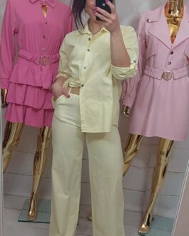 Komplet sztruksowy cytrynowy