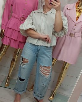 Bawełniana koszula bufka beż