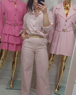 Komplet sztruksowy pudrowy