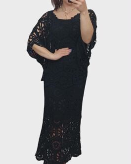 Komplet ażurowy BOHO czarny