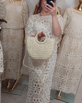 Torebka pleciona w stylu BOHO 4 beż