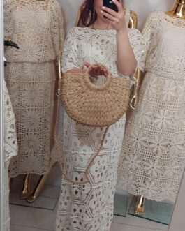 Torebka pleciona w stylu BOHO 4 camel