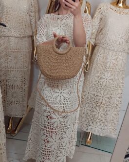 Torebka pleciona w stylu BOHO 5 camel