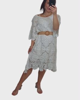 Ażurowa sukienka BOHO 2 śmietanka