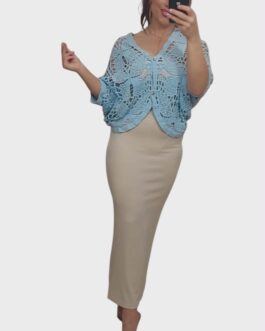 Narzutka ażurowa boho  błękit