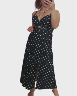 Sukienka prążkowana DOLORES czarna