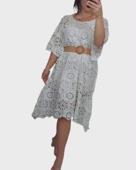 Ażurowa sukienka BOHO 1 biała