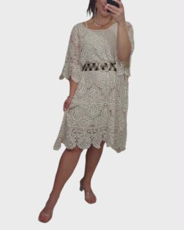 Ażurowa sukienka BOHO 2 beż