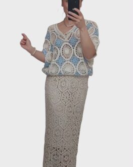 Bluzka ażurowa boho  3 błękit