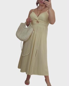 Sukienka prążkowana PILAR cytryna