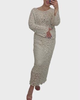 Komplet ażurowy BOHO 3 beż