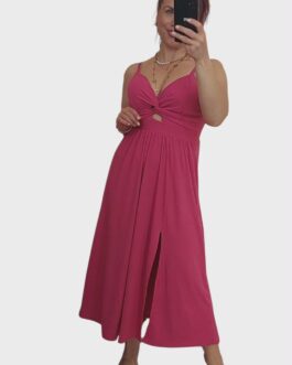 Sukienka prążkowana PILAR fuksja