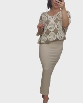 Bluzka ażurowa boho  3 beż