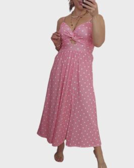 Sukienka prążkowana DOLORES róż