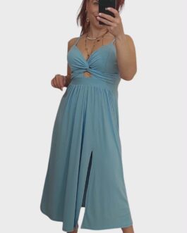 Sukienka prążkowana PILAR błękit