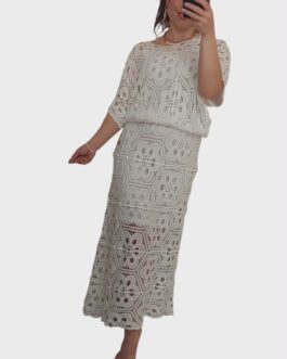 Komplet ażurowy BOHO 6 biały