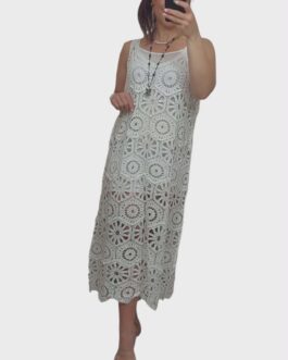 Ażurowa sukienka BOHO 4 śmietanka