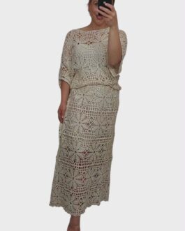 Komplet ażurowy BOHO 5 beżowy