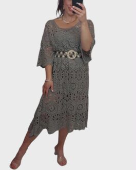 Ażurowa sukienka BOHO 1 fango