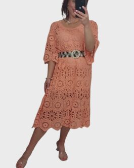 Ażurowa sukienka BOHO 1 morela