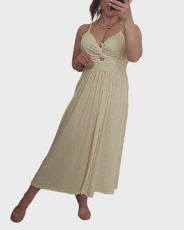 Sukienka prążkowana DOLORES cytryna