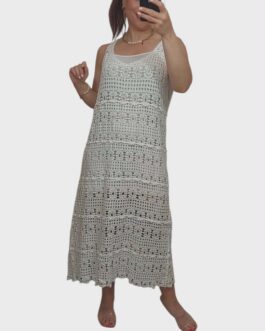Ażurowa sukienka BOHO 5 śmietanka