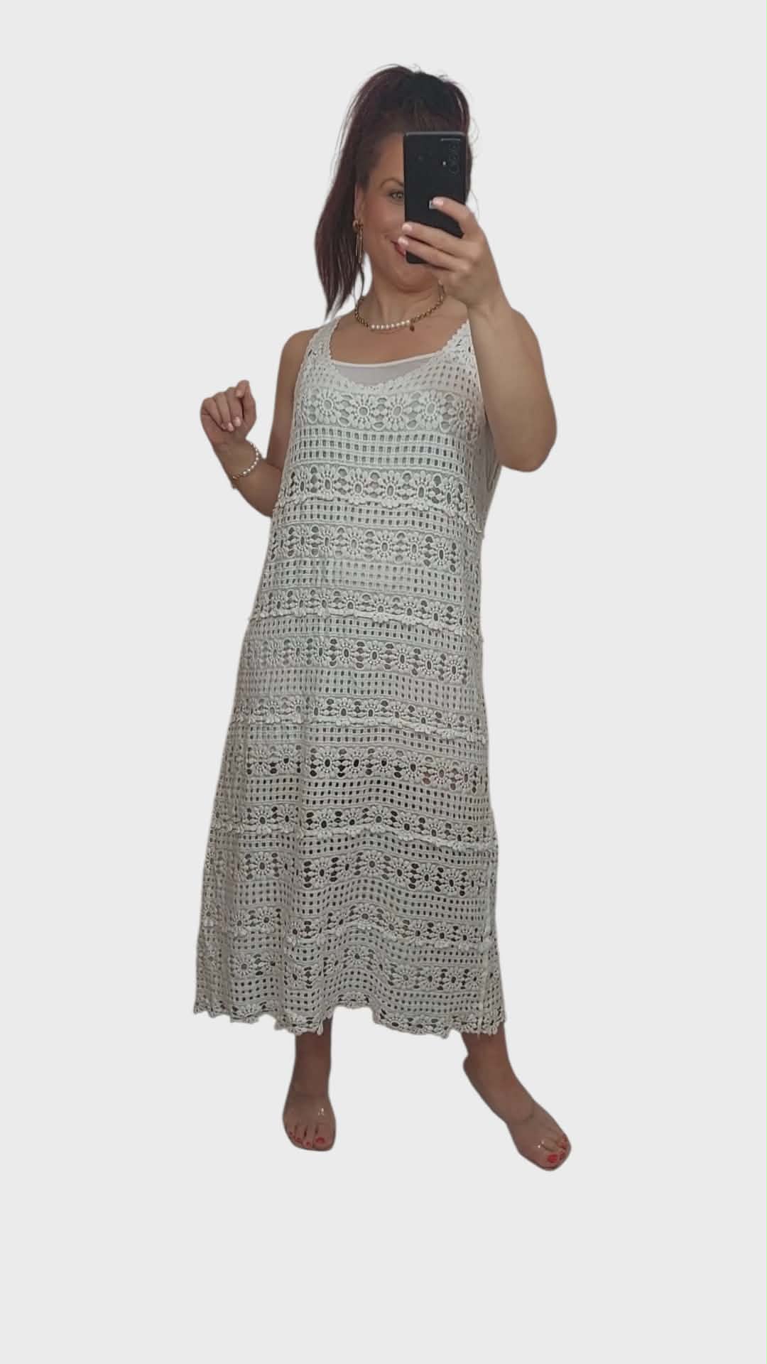 Ażurowa sukienka BOHO 5 śmietanka