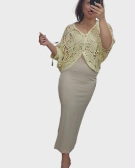 Narzutka ażurowa boho  cytryna