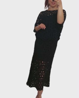 Komplet ażurowy BOHO 6 czarny