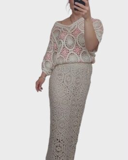 Bluzka ażurowa boho  3 róż