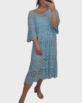 Ażurowa sukienka BOHO 1 błękit