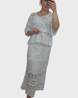 Komplet ażurowy BOHO 2 śmietanka