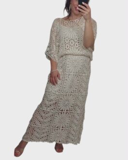 Komplet ażurowy BOHO 7 beżowy