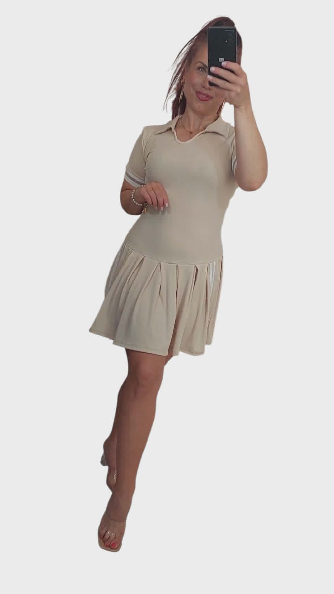 Sukienka prążkowana LILI beż