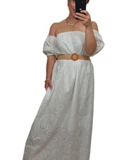 Ażurowa sukienka BOHO 12 śmietanka